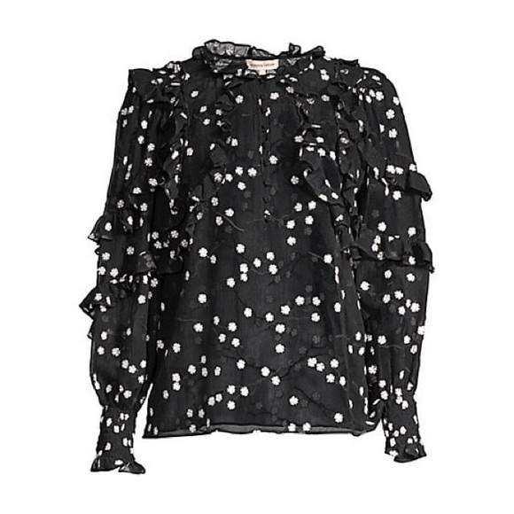 Rebecca Taylor Tops - Rebecca Taylor Alessandra Black Ruffle Blouse 14